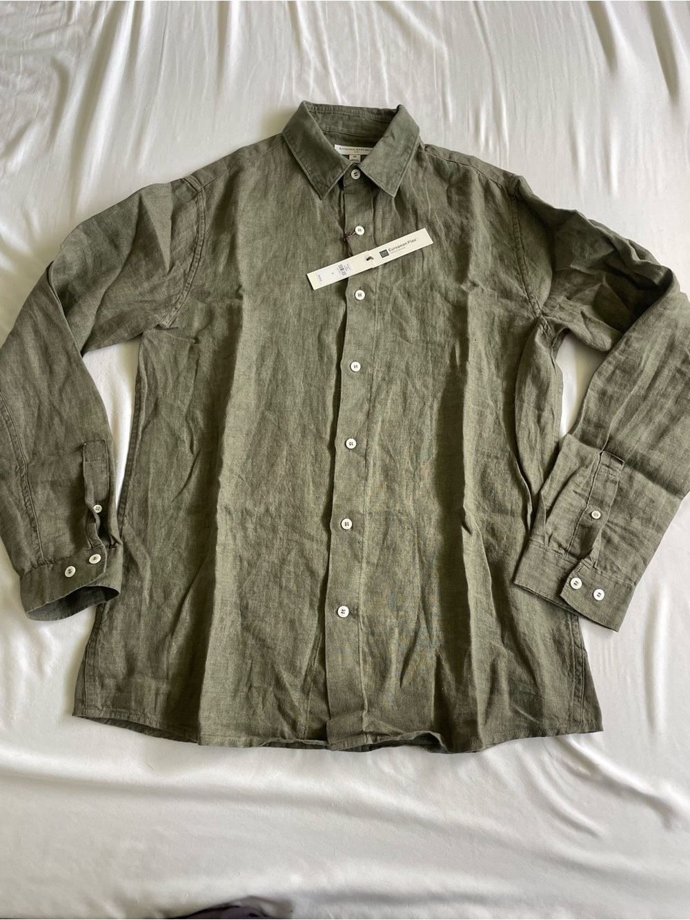 Banana Republic Olive Green Linen Button-Front Shirt